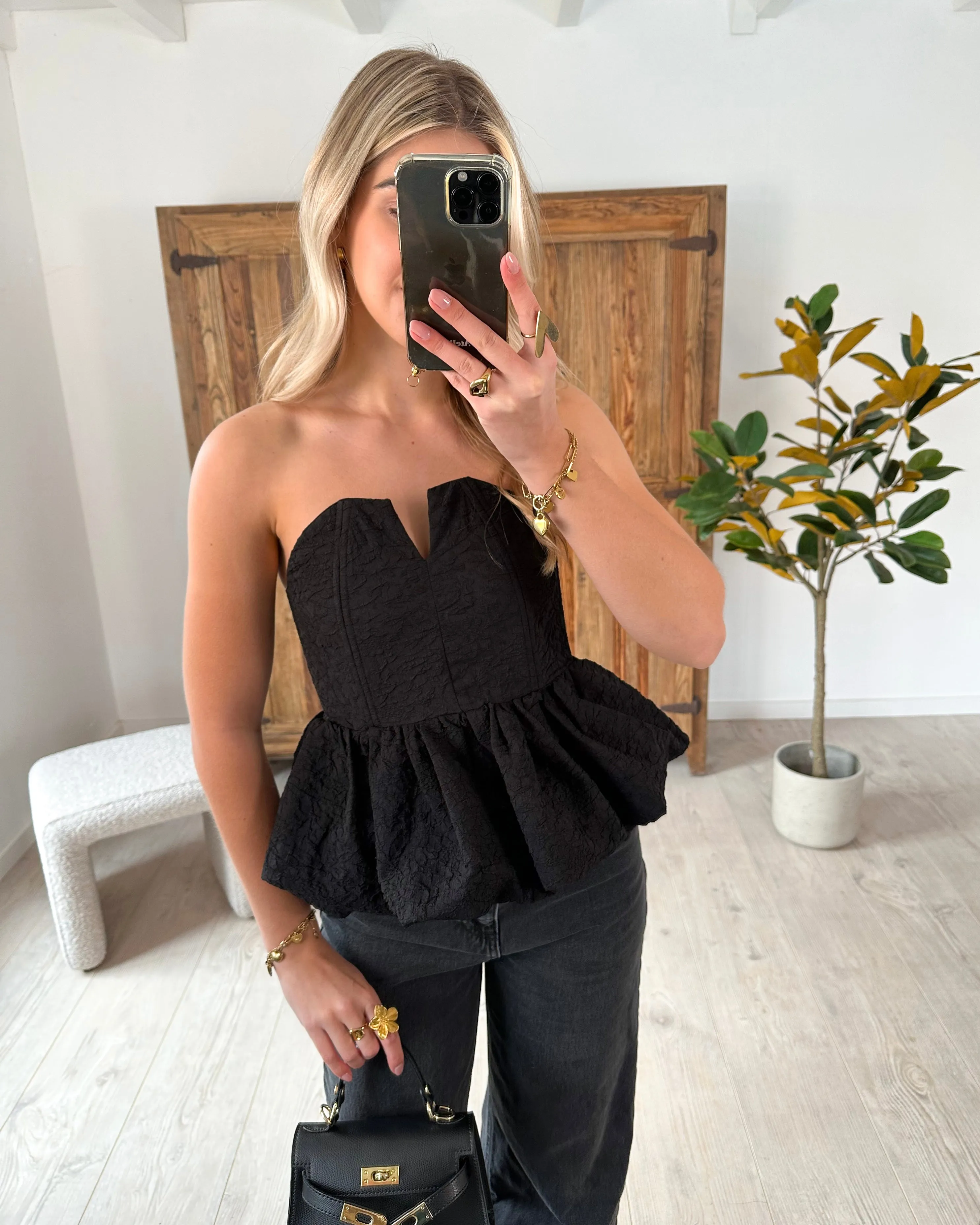 Kiki Peplum Top Black