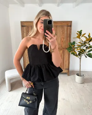 Kiki Peplum Top Black