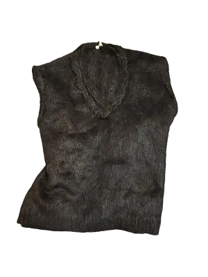 knitted V neck Vest (Alpaca) - Black