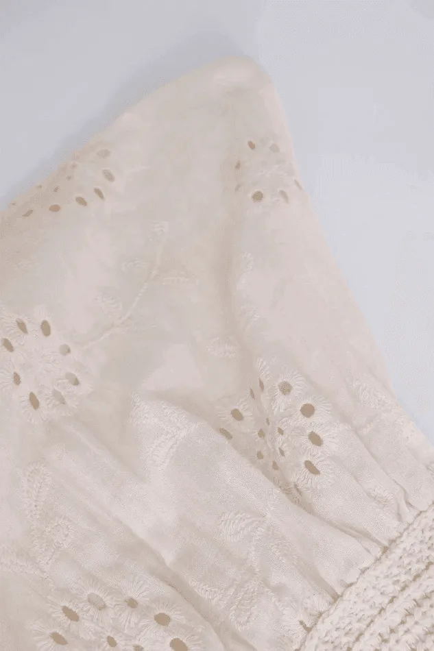 Knot Front Knit Embroidered Tube Top