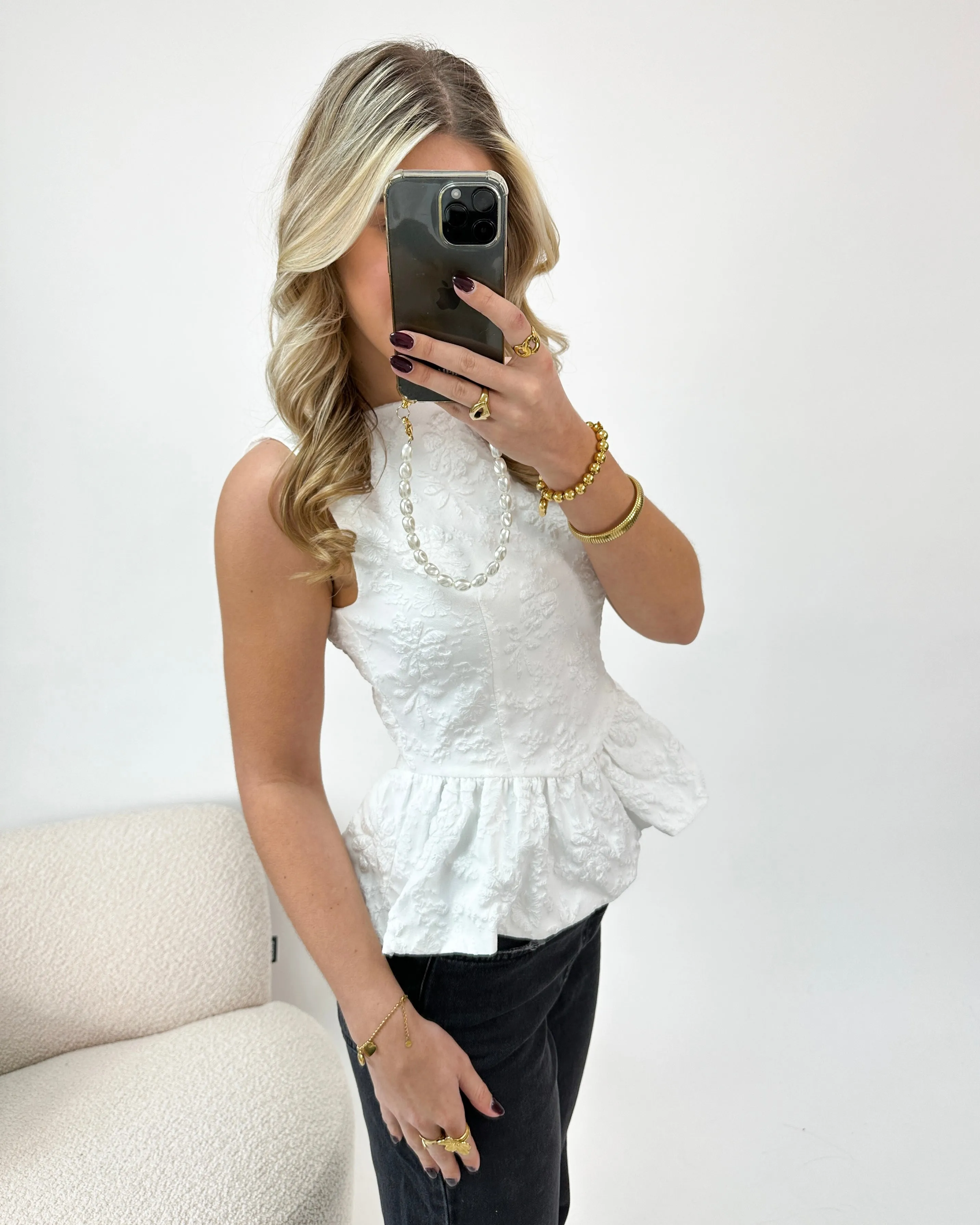 Koko Peplum Top White