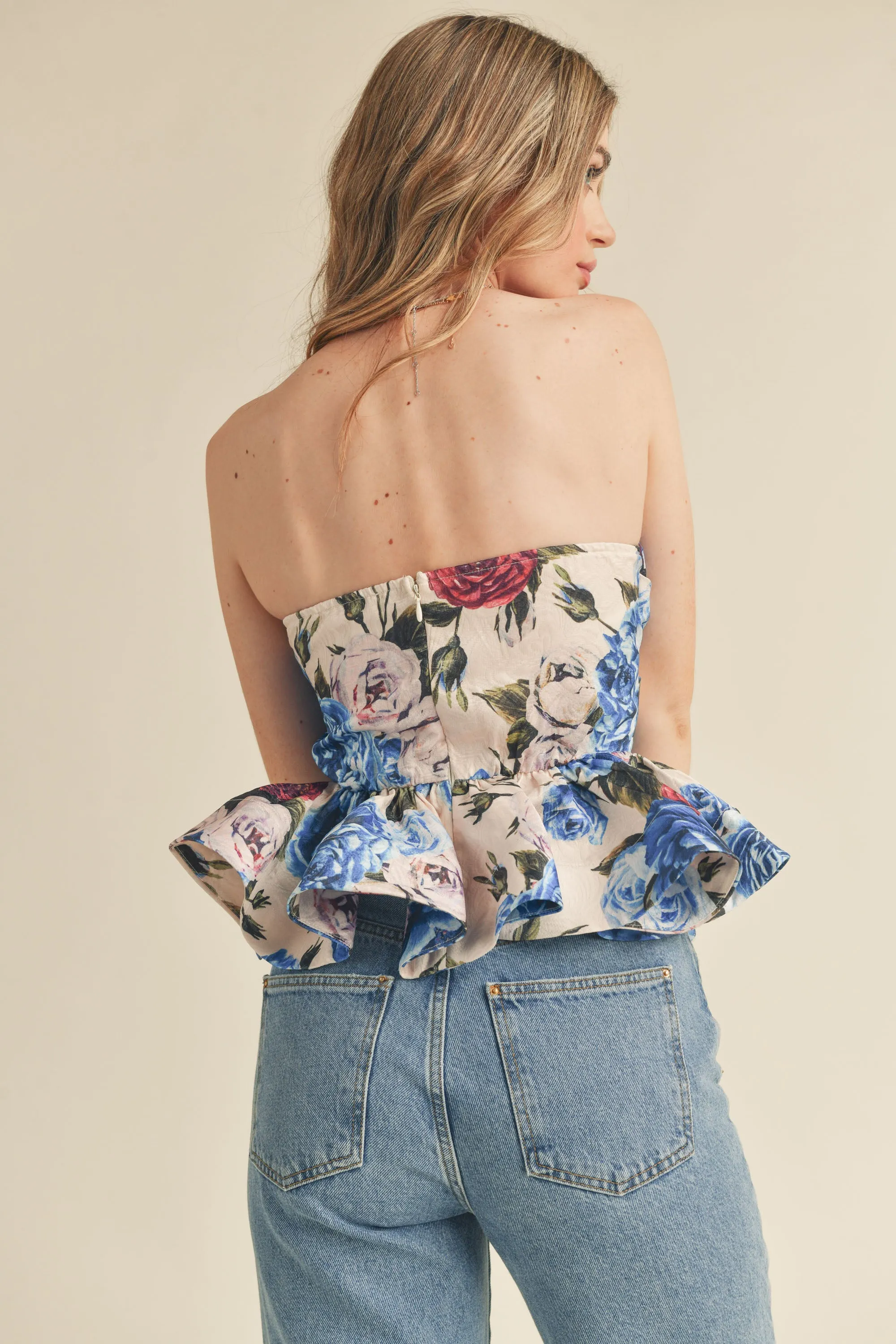 KORI SWEETHEART PEPLUM TUBE TOP