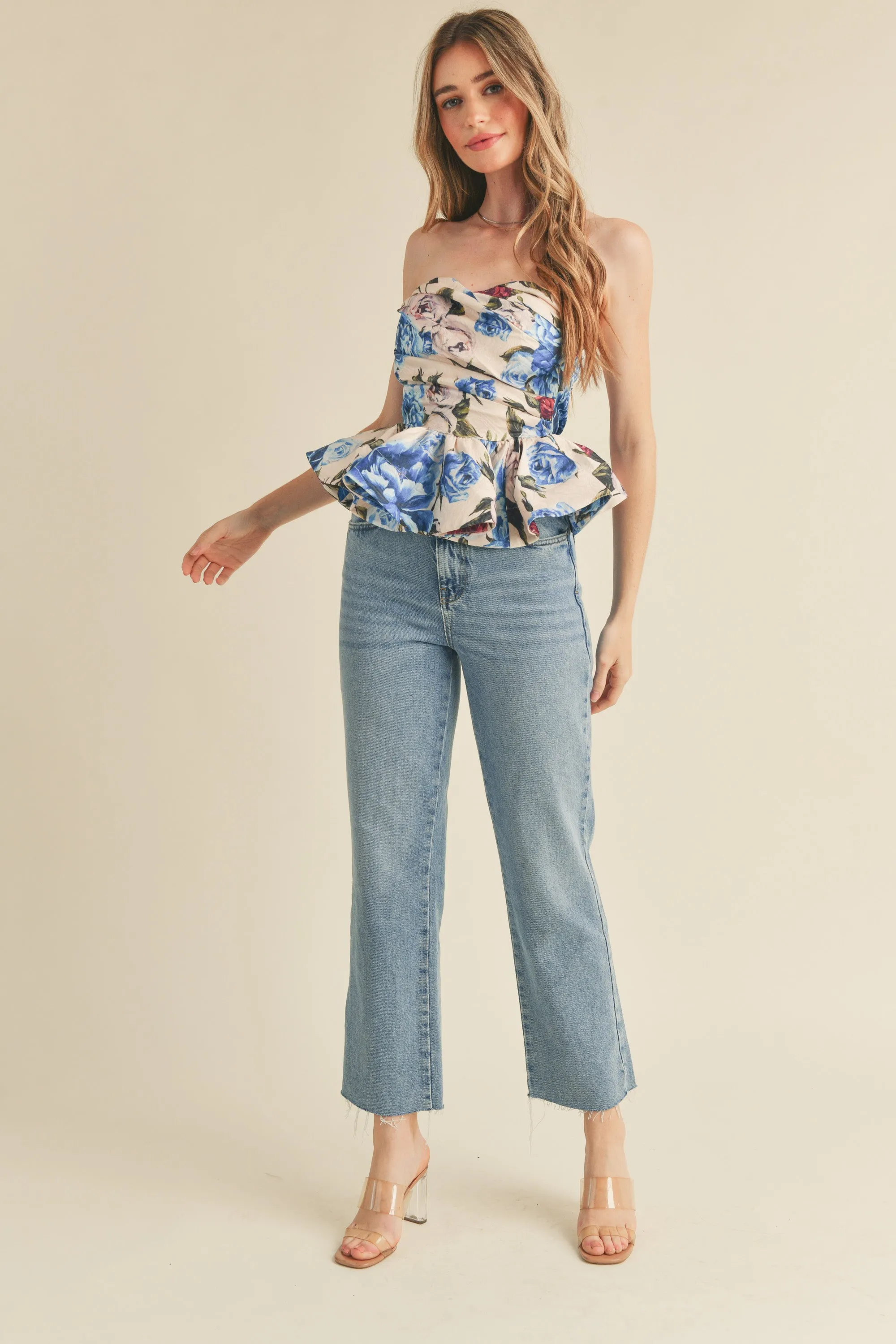 KORI SWEETHEART PEPLUM TUBE TOP
