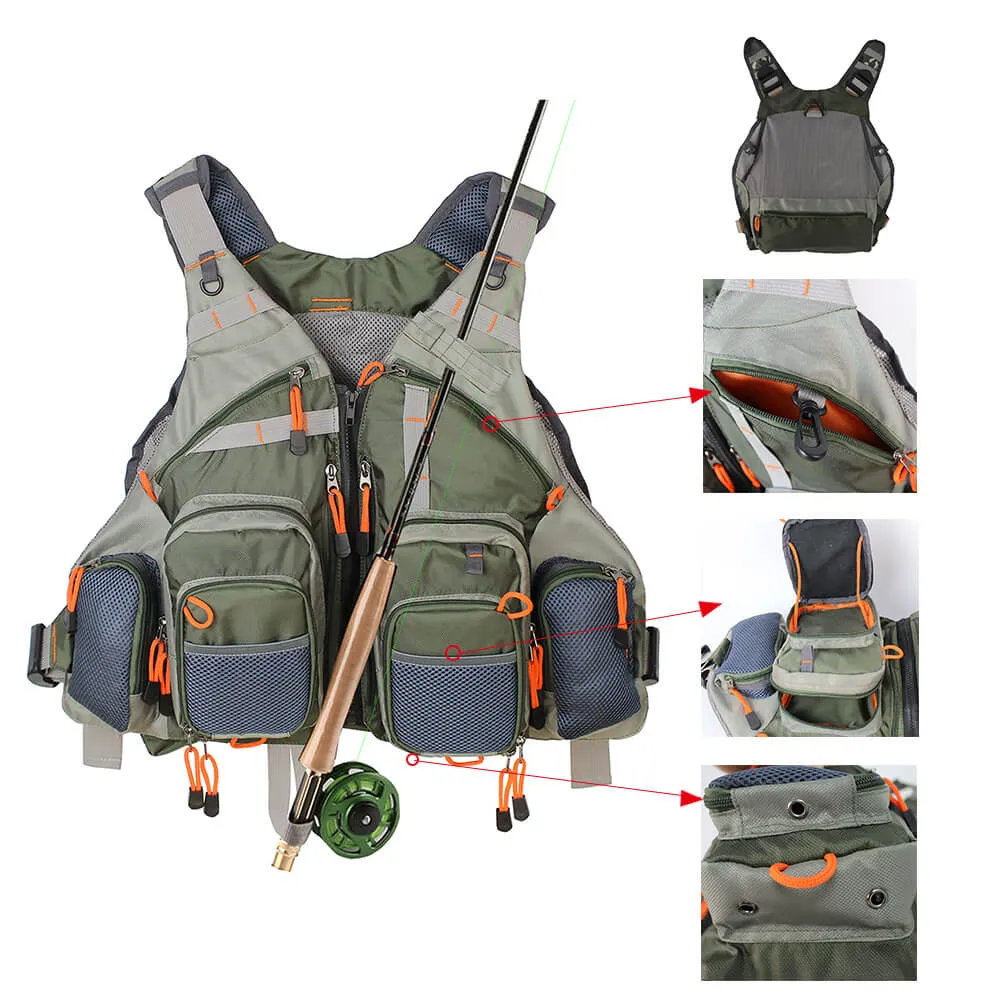 Kylebooker  Breathable Mesh Fishing Vest With Multi-Pockets For Men And Women FV01