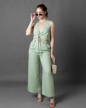 Kyoto Sleeveless Keyhole Linen Cross Back Top