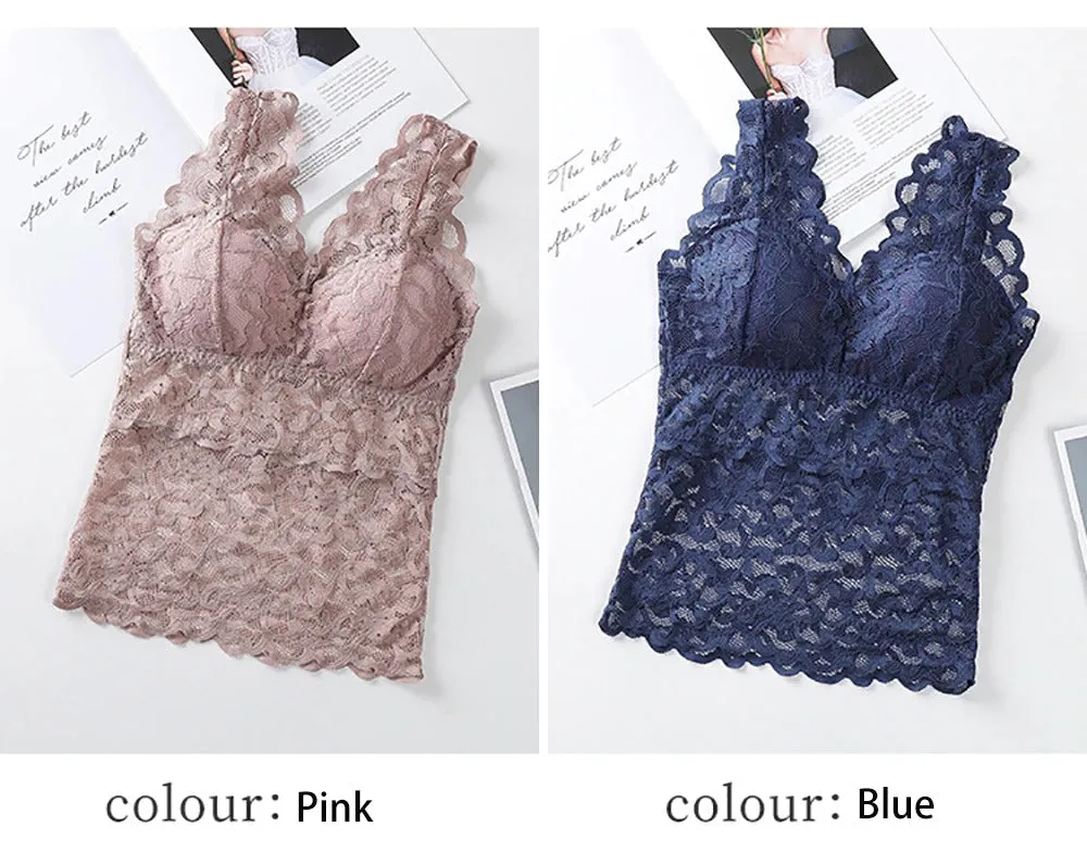 Lace Bralette Removable Padded Camisole T-Shirt (8828)