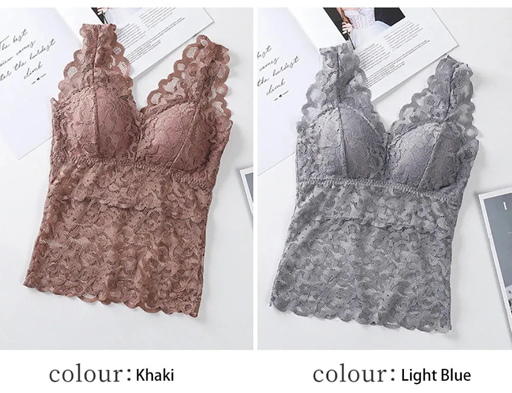 Lace Bralette Removable Padded Camisole T-Shirt (8828)