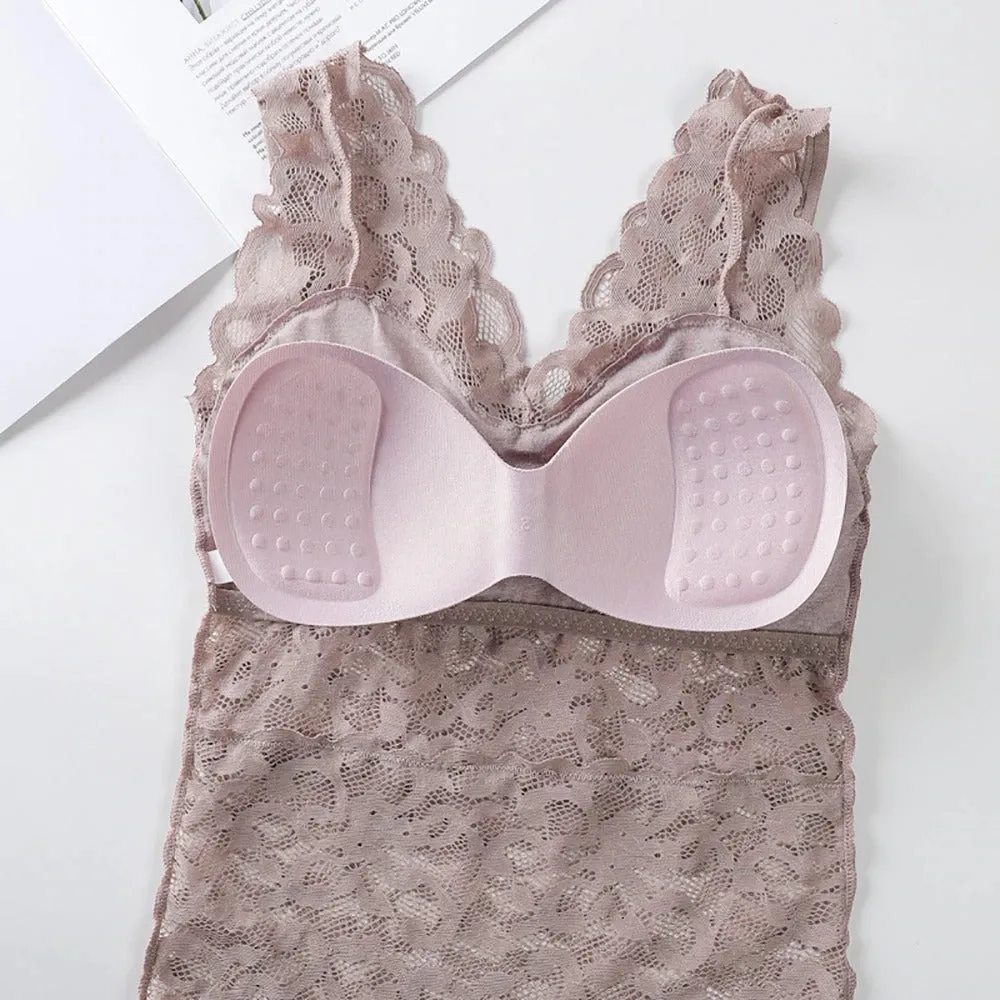Lace Bralette Removable Padded Camisole T-Shirt (8828)