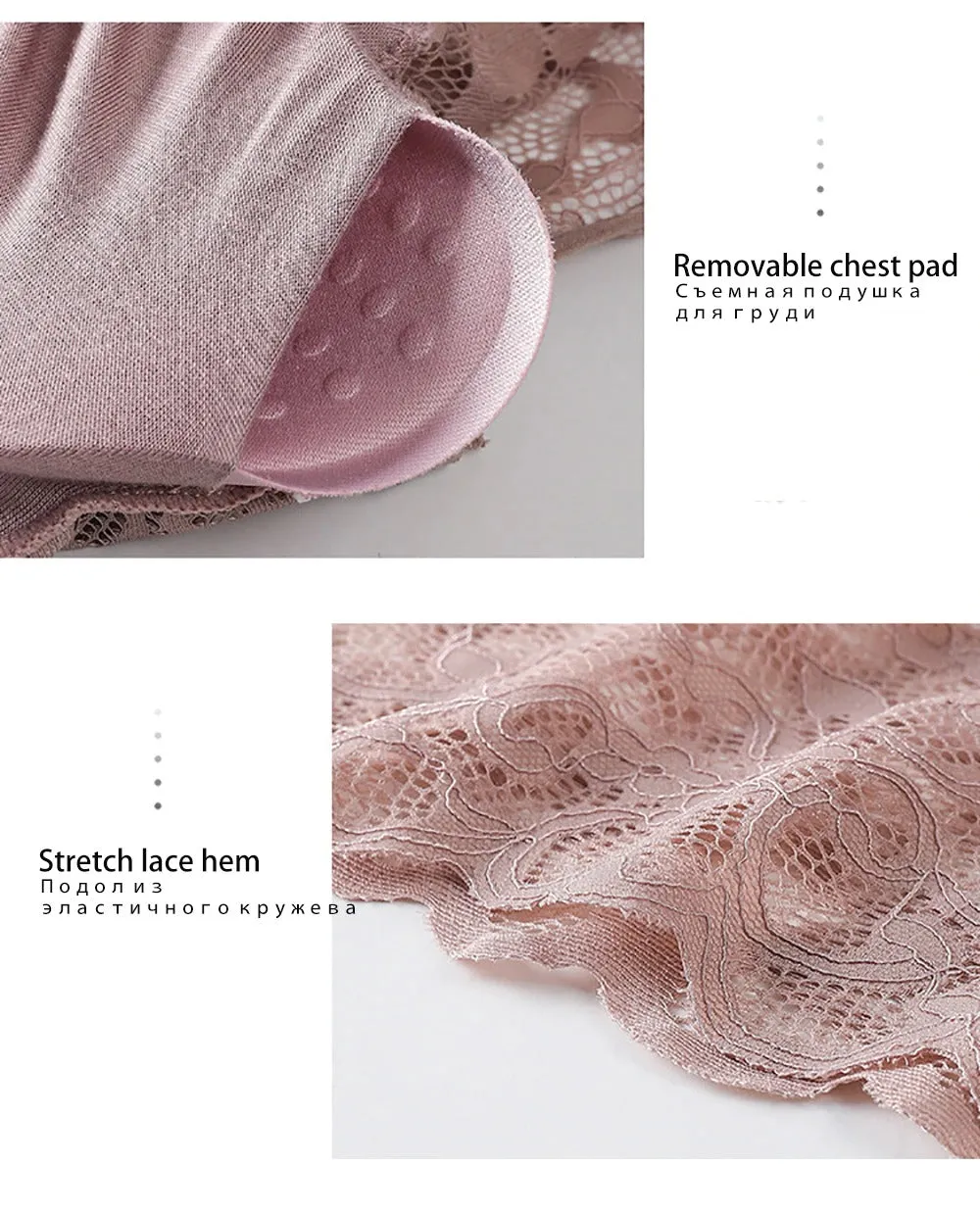 Lace Bralette Removable Padded Camisole T-Shirt (8828)