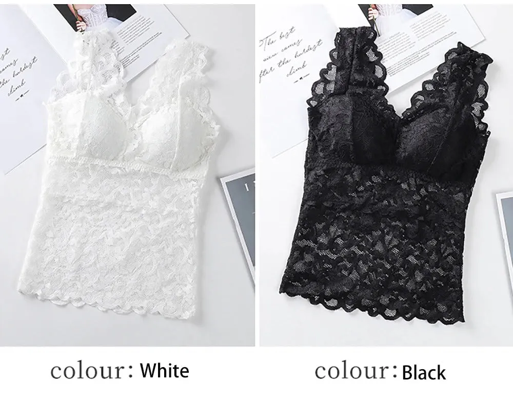Lace Bralette Removable Padded Camisole T-Shirt (8828)