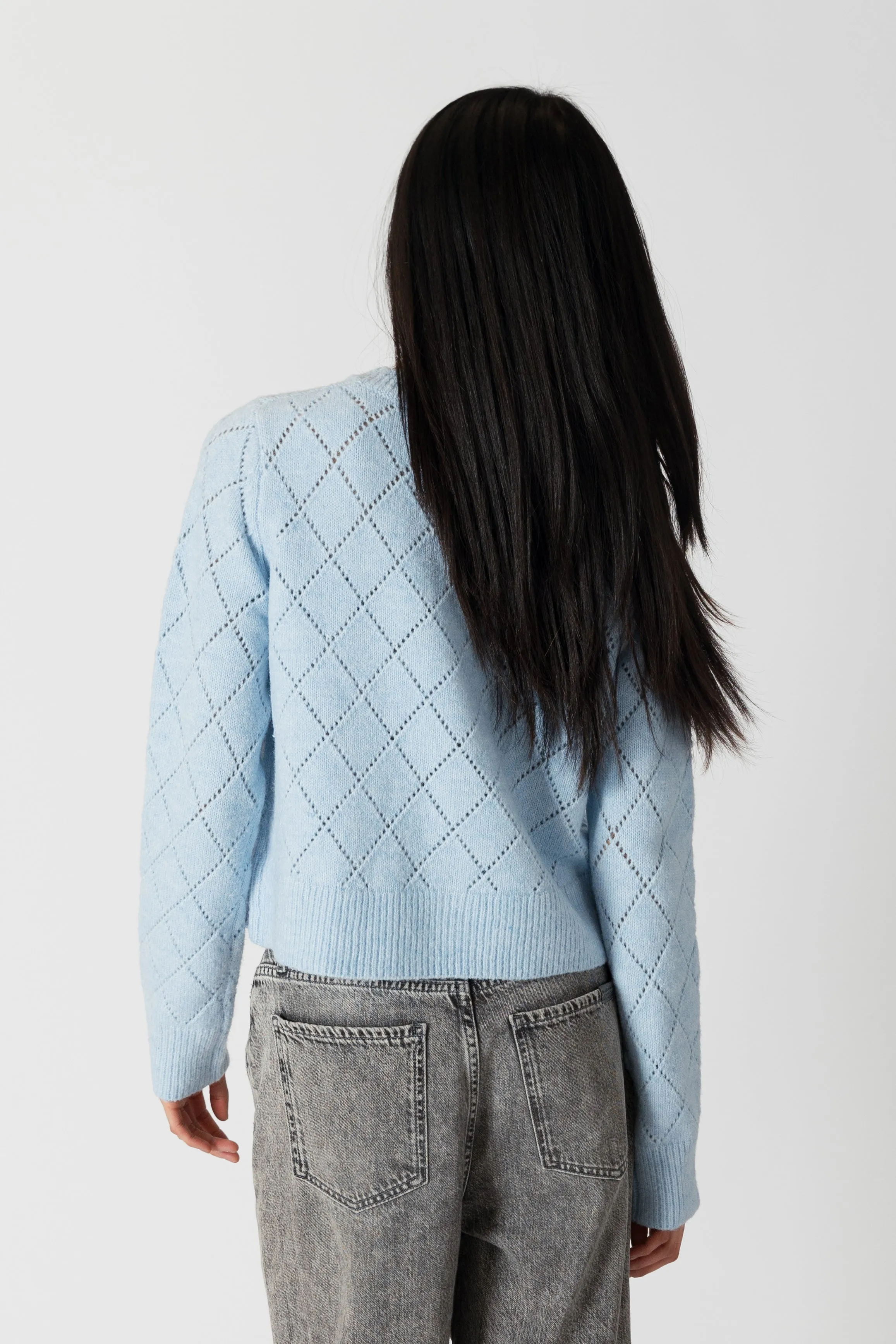LACEY EMBROIDERED CHERRY CARDIGAN - BLUE