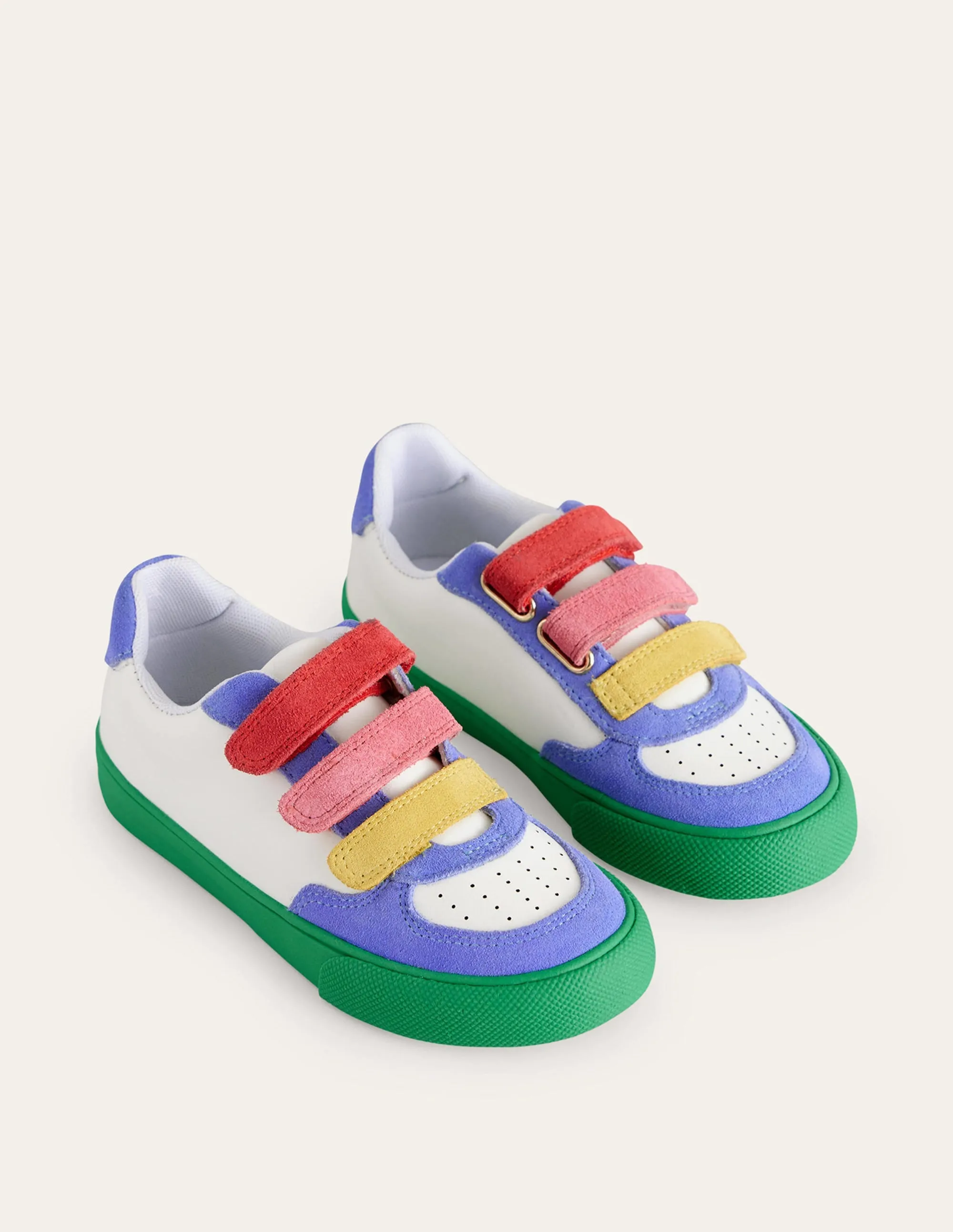 Leather Low Tops-Ivory Colourblock