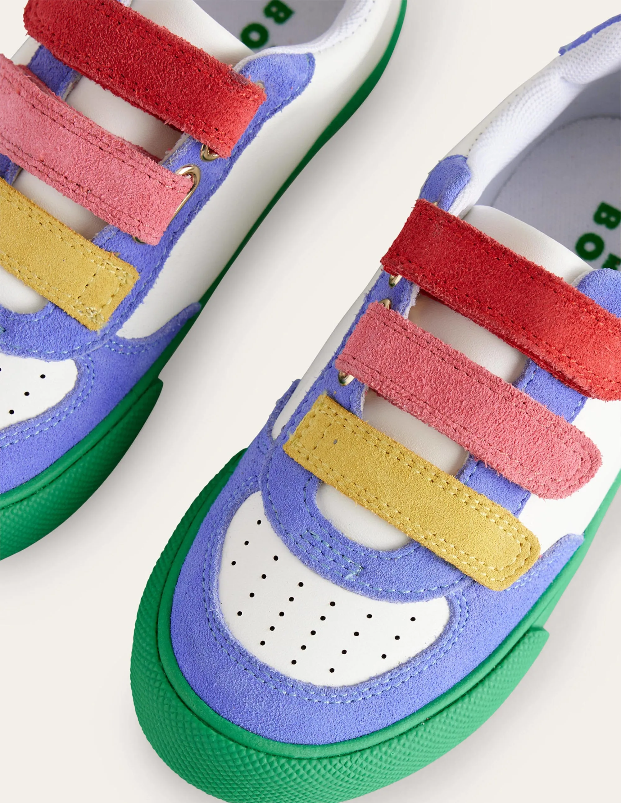 Leather Low Tops-Ivory Colourblock