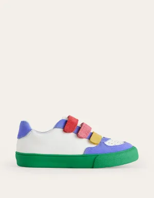Leather Low Tops-Ivory Colourblock