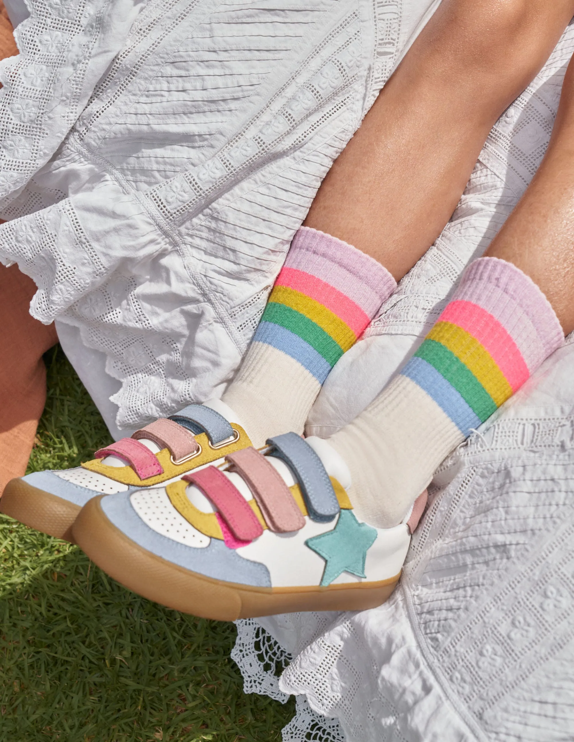 Leather Low Tops-Multi Pastel
