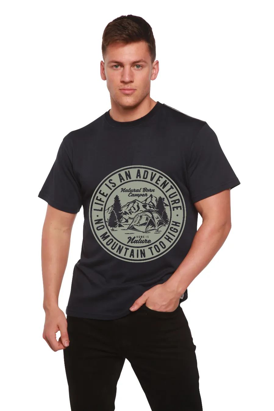 Life Is An Adventure Men's Bamboo Viscose/Organic Cotton Short Sleeve Graphic T-Shirt