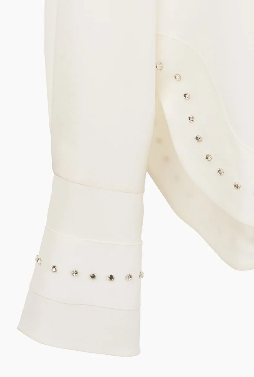 *Limited Stock* Crêpe de Chine Blouse with Hand-Applied Rhinestones