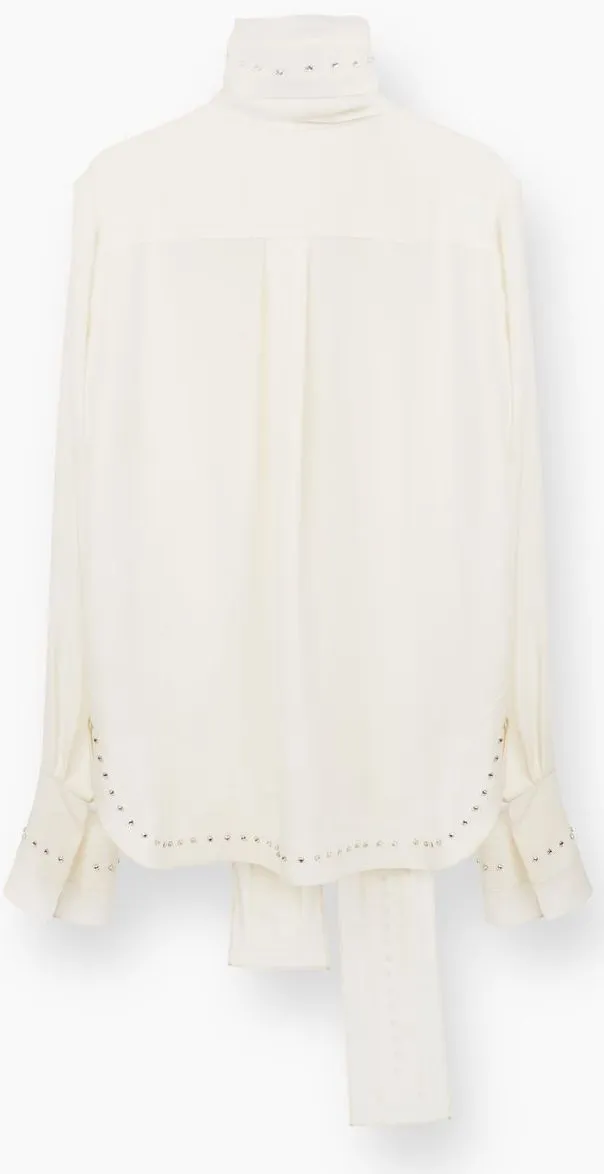 *Limited Stock* Crêpe de Chine Blouse with Hand-Applied Rhinestones