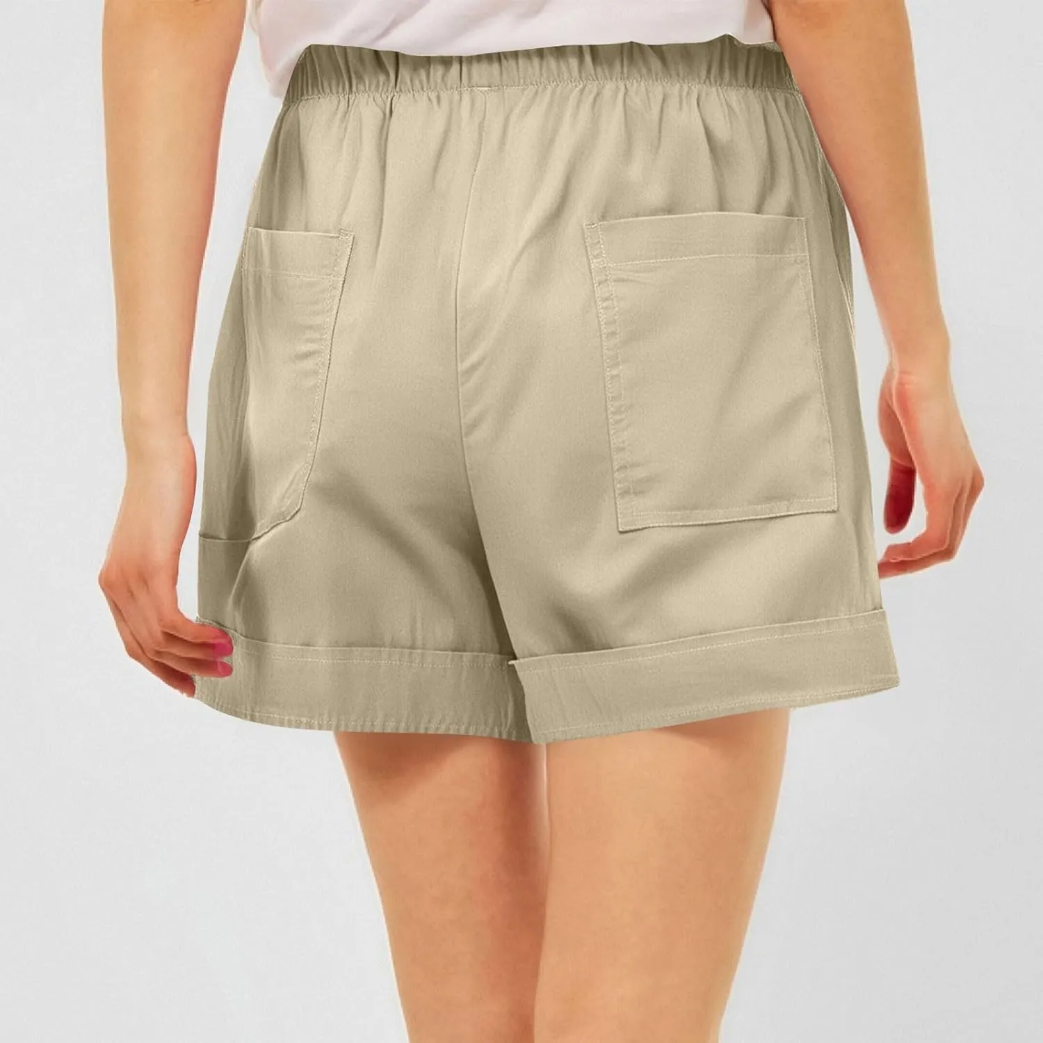 Lounge Shorts Women Casual Summer 2025 Trendy Lightweight Beach Linen Shorts with Pockets Elastic High Waisted Lounge Shorts