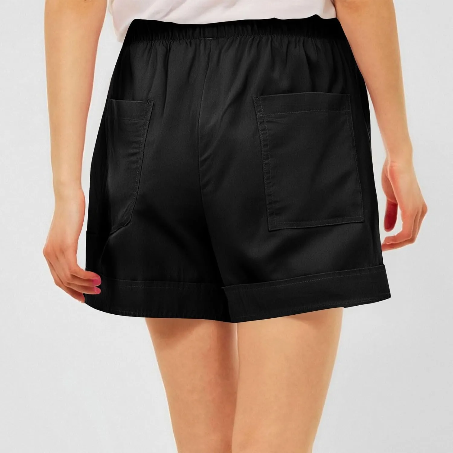 Lounge Shorts Women Casual Summer 2025 Trendy Lightweight Beach Linen Shorts with Pockets Elastic High Waisted Lounge Shorts