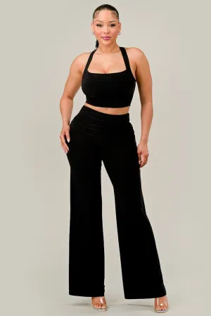 Mini Top and Wide Pants Set