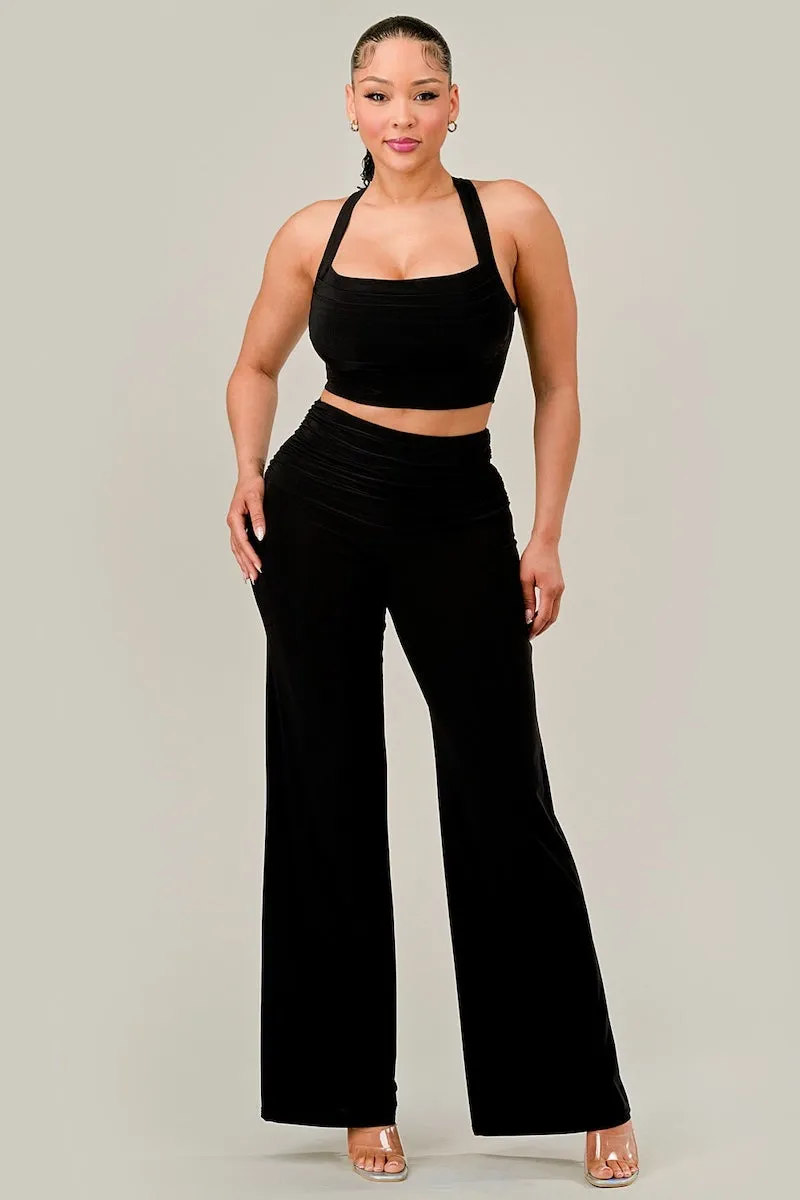 Mini Top and Wide Pants Set