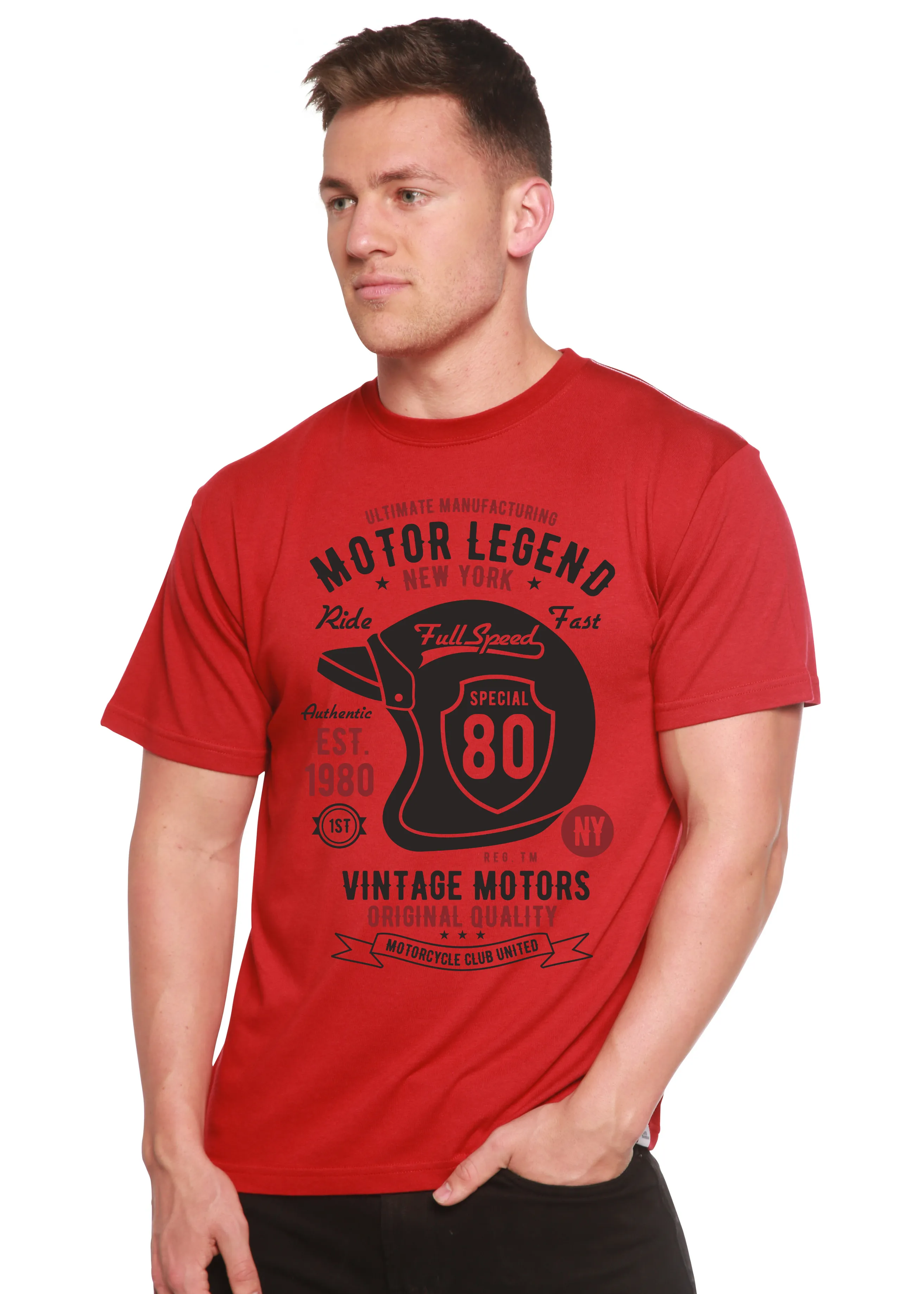Motor Legend Helmet Men's Bamboo Viscose/Organic Cotton Short Sleeve Graphic T-Shirt