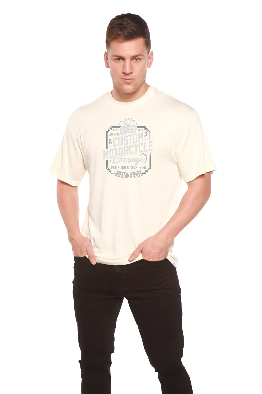 Mototrcycle Garage Men's Bamboo Viscose/Organic Cotton Short Sleeve Graphic T-Shirt