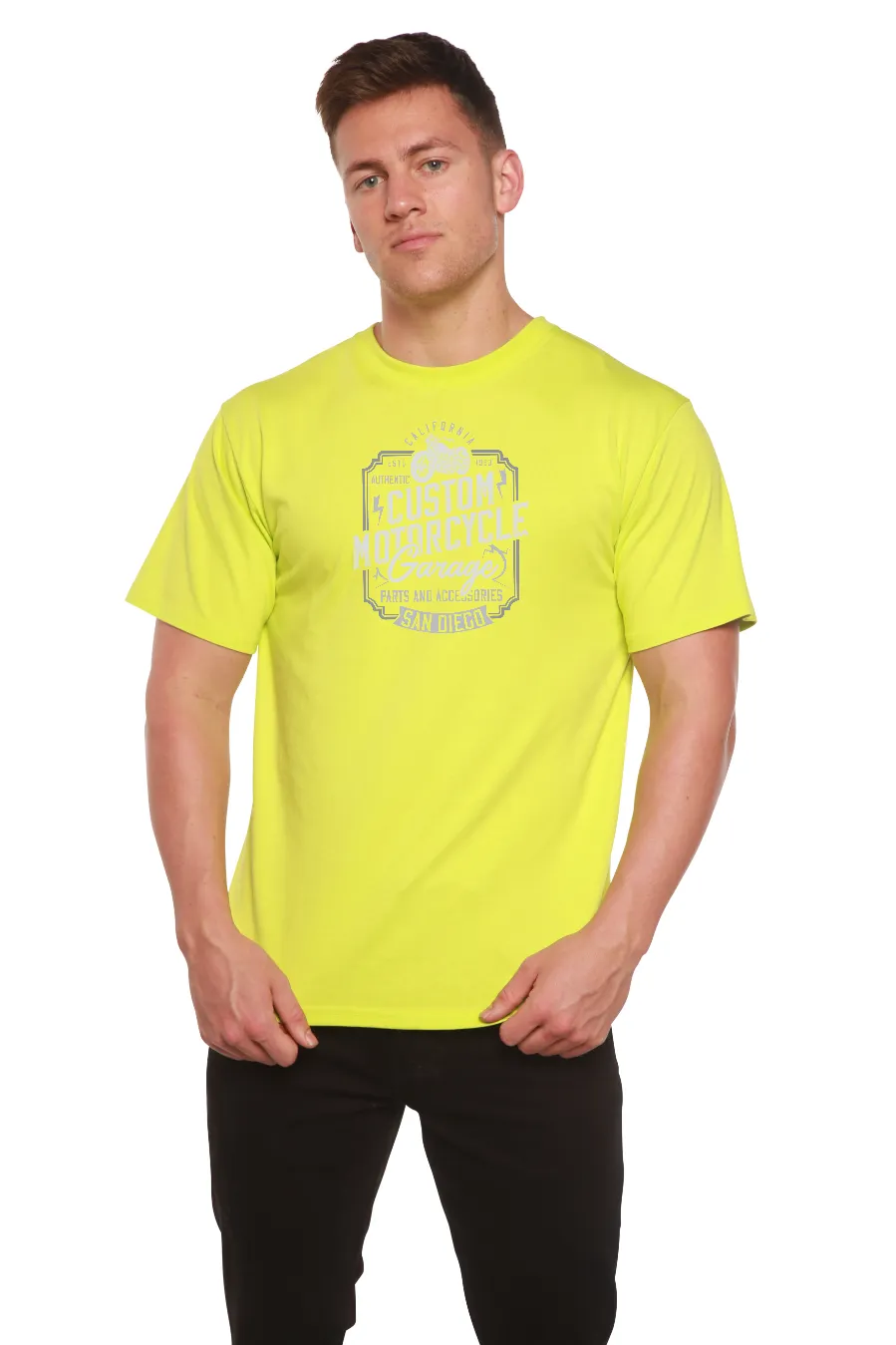 Mototrcycle Garage Men's Bamboo Viscose/Organic Cotton Short Sleeve Graphic T-Shirt