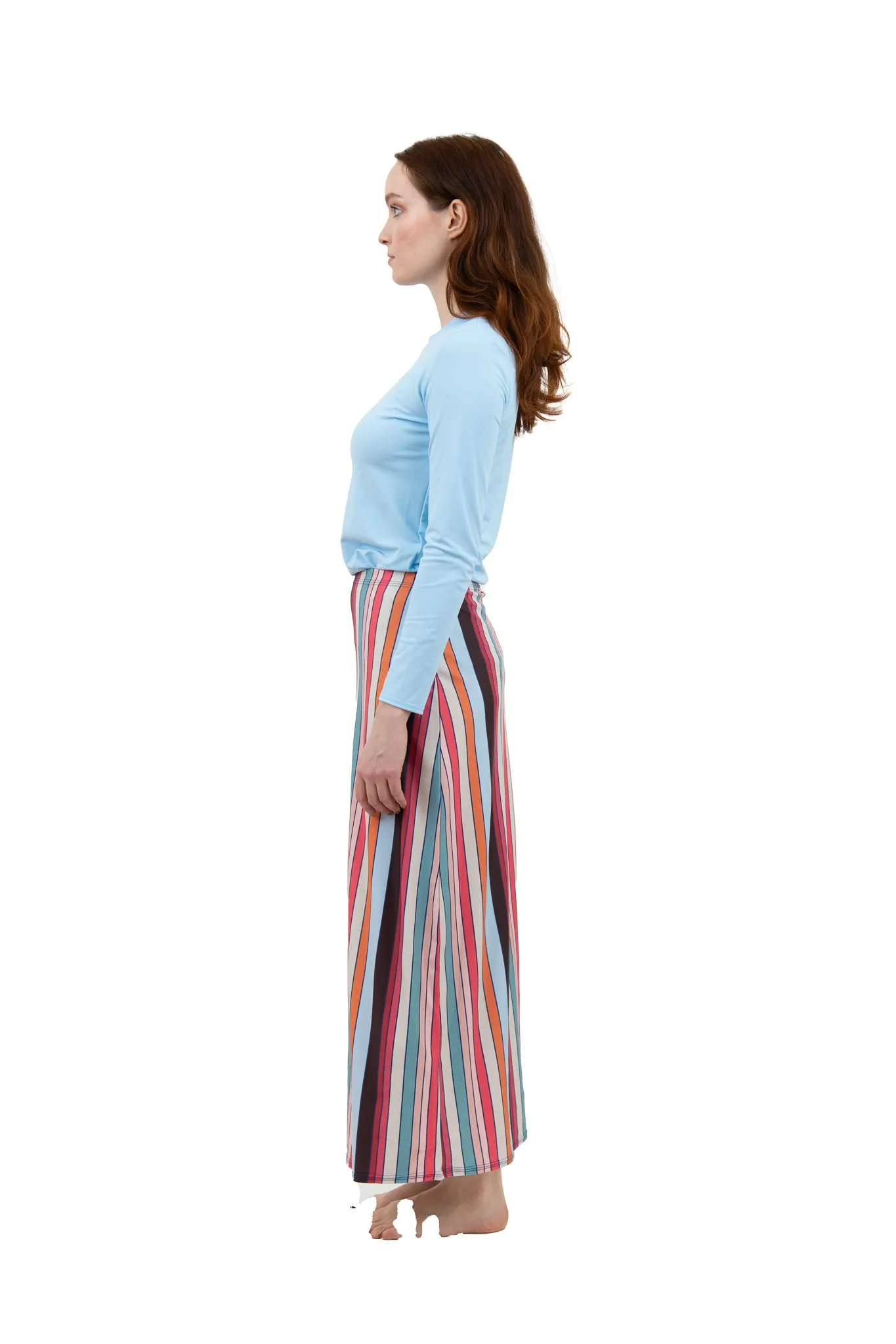 Multi Stripe Maxi Swim Skirt