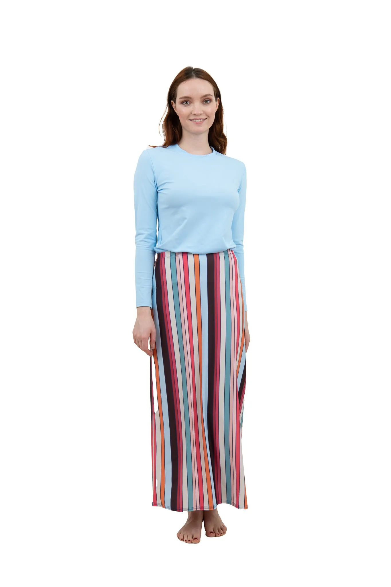 Multi Stripe Maxi Swim Skirt