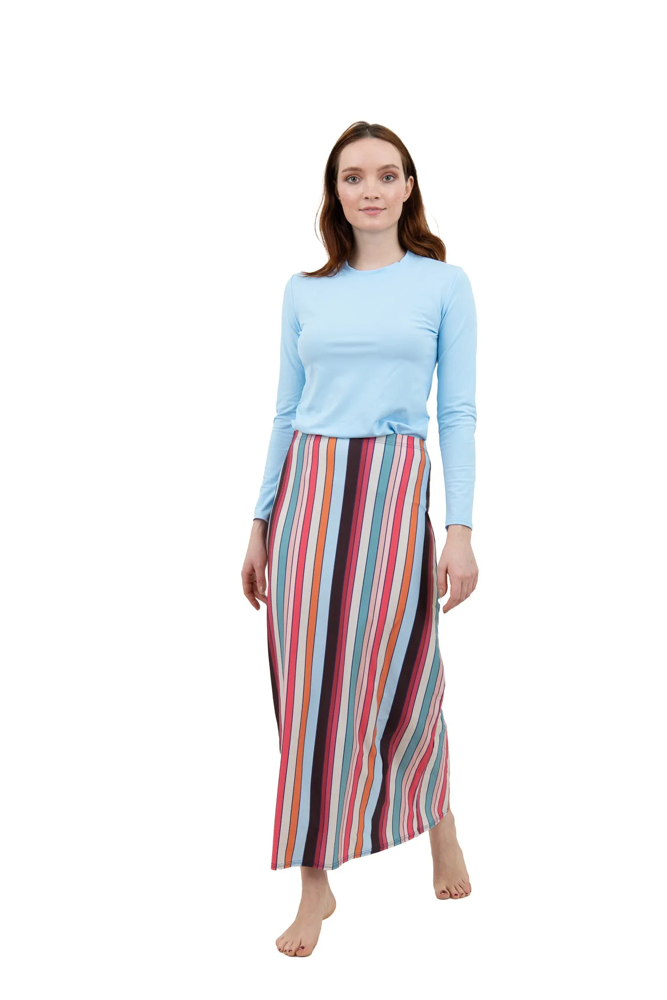 Multi Stripe Maxi Swim Skirt
