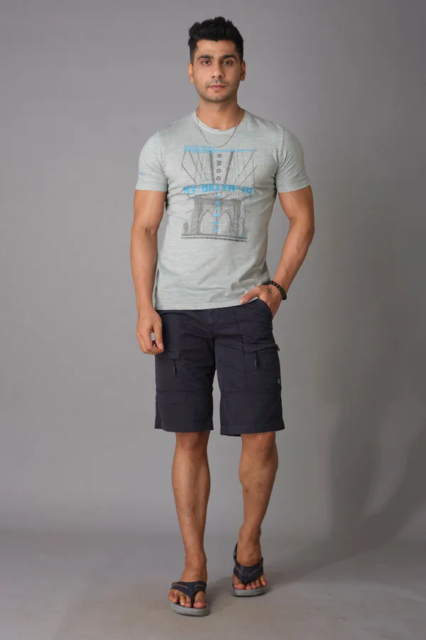 Navy Cotton Cargo Short