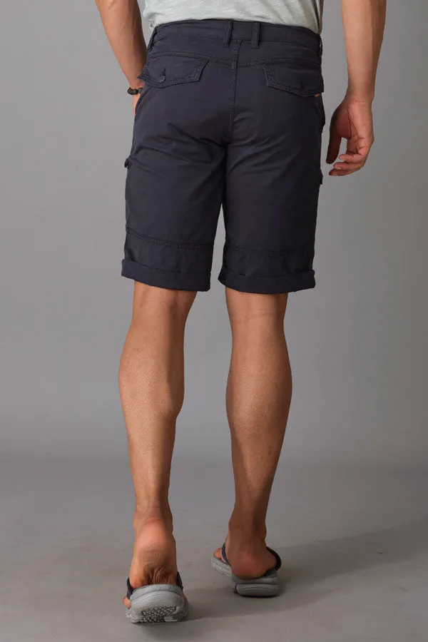 Navy Cotton Cargo Short