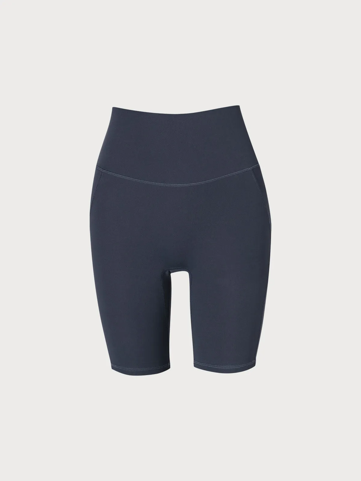 Navy High Waisted Yoga Shorts 8”