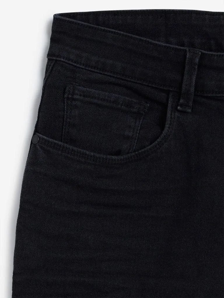 Nuon Black Distressed Slim-Fit Hendrix Shorts