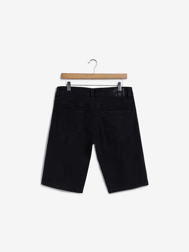 Nuon Black Distressed Slim-Fit Hendrix Shorts