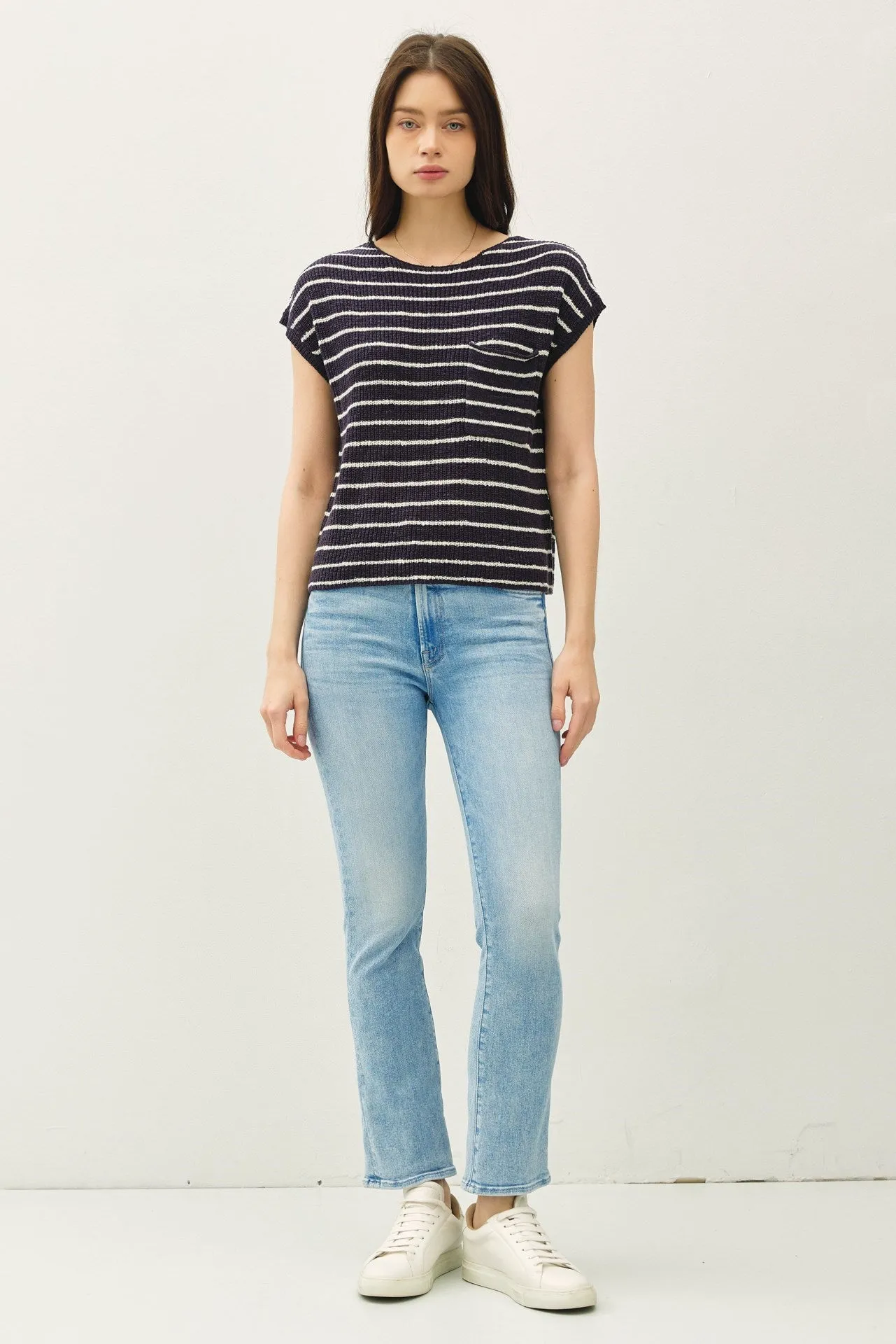 NYLAND Everly Striped Cap Sleeve Sweater Top