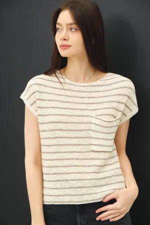 NYLAND Everly Striped Cap Sleeve Sweater Top