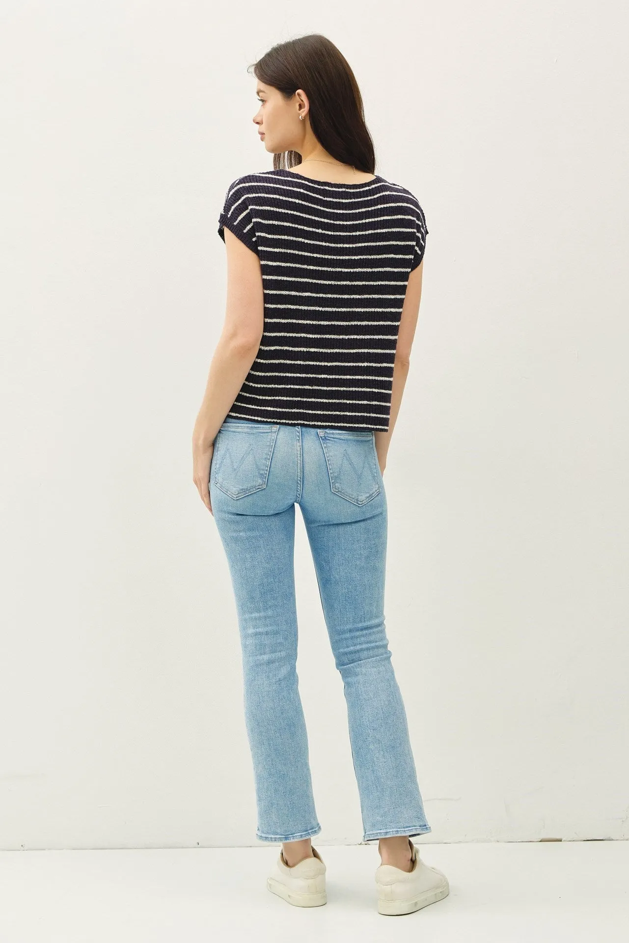 NYLAND Everly Striped Cap Sleeve Sweater Top