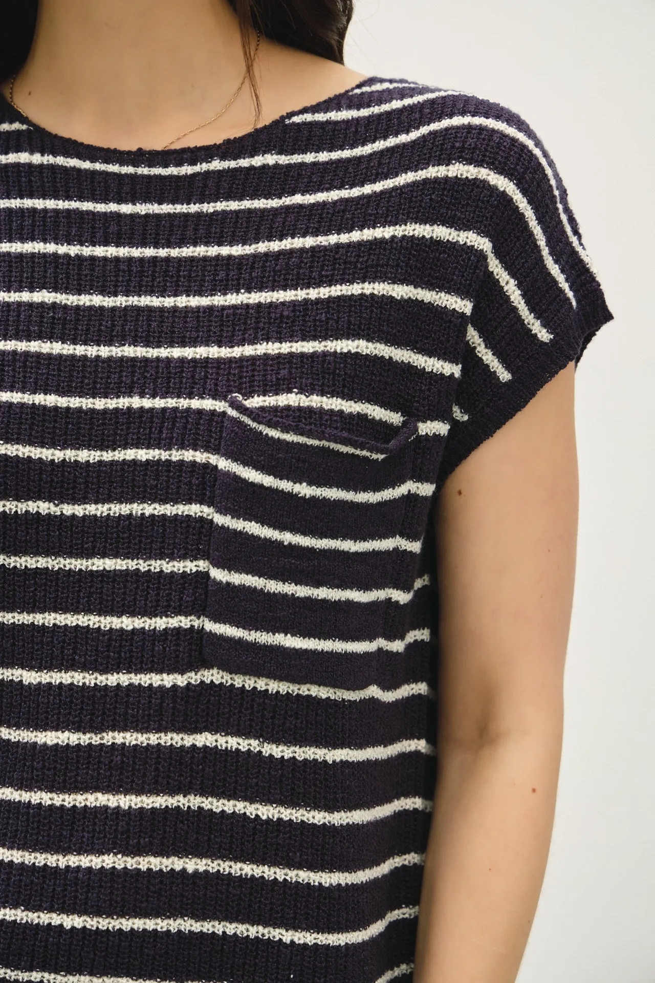 NYLAND Everly Striped Cap Sleeve Sweater Top