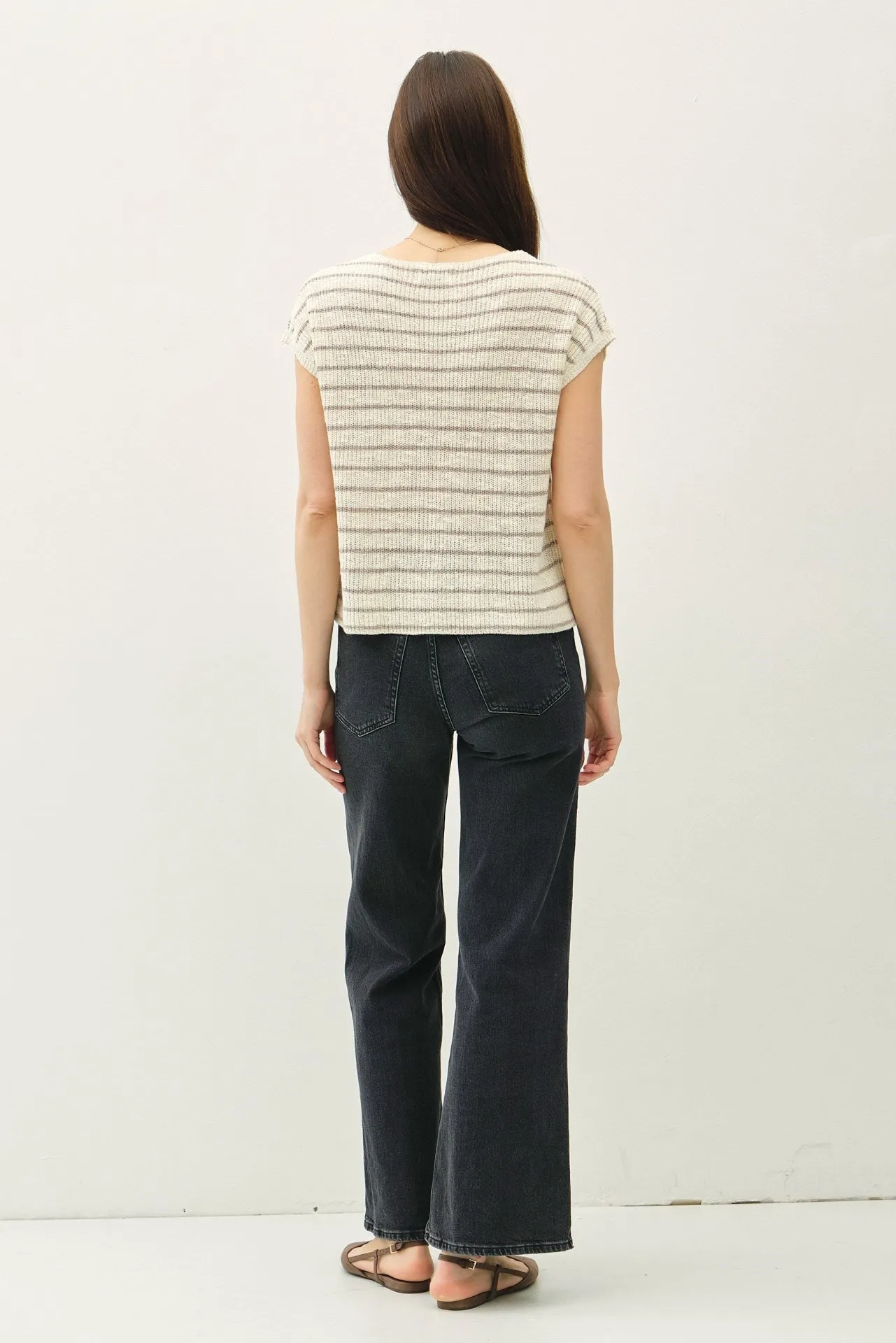NYLAND Everly Striped Cap Sleeve Sweater Top