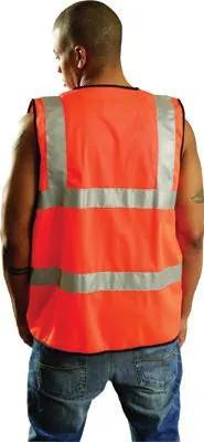 OccuNomix 2X Orange OccuLux Lightweight Polyester Class 2 Standard Vest With Front Hook And Loop Closure And 2" 3M Scotchlite Reflective Tape Striping