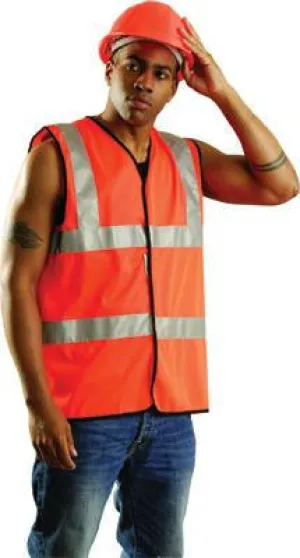 OccuNomix 2X Orange OccuLux Lightweight Polyester Class 2 Standard Vest With Front Hook And Loop Closure And 2" 3M Scotchlite Reflective Tape Striping