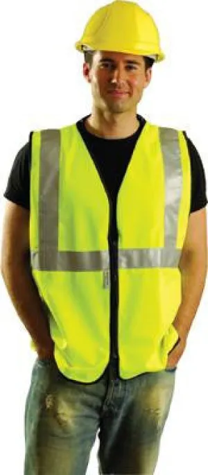 OccuNomix 2X Yellow OccuLux Lightweight Polyester Class 2 Vest With Zipper Front Closure And 2" 3M Scotchlite Reflective Tape Striping