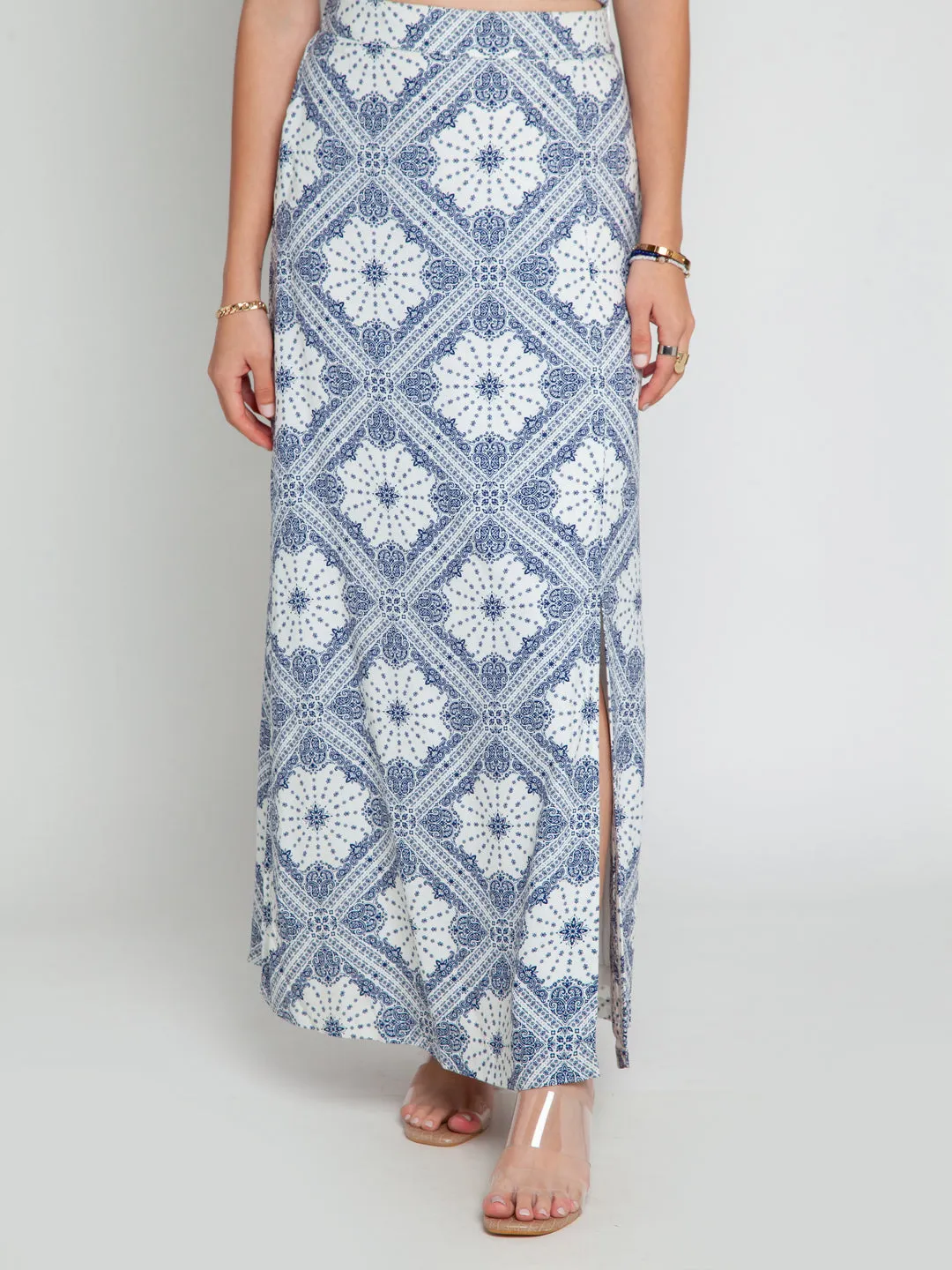 Off White Printed Skirts