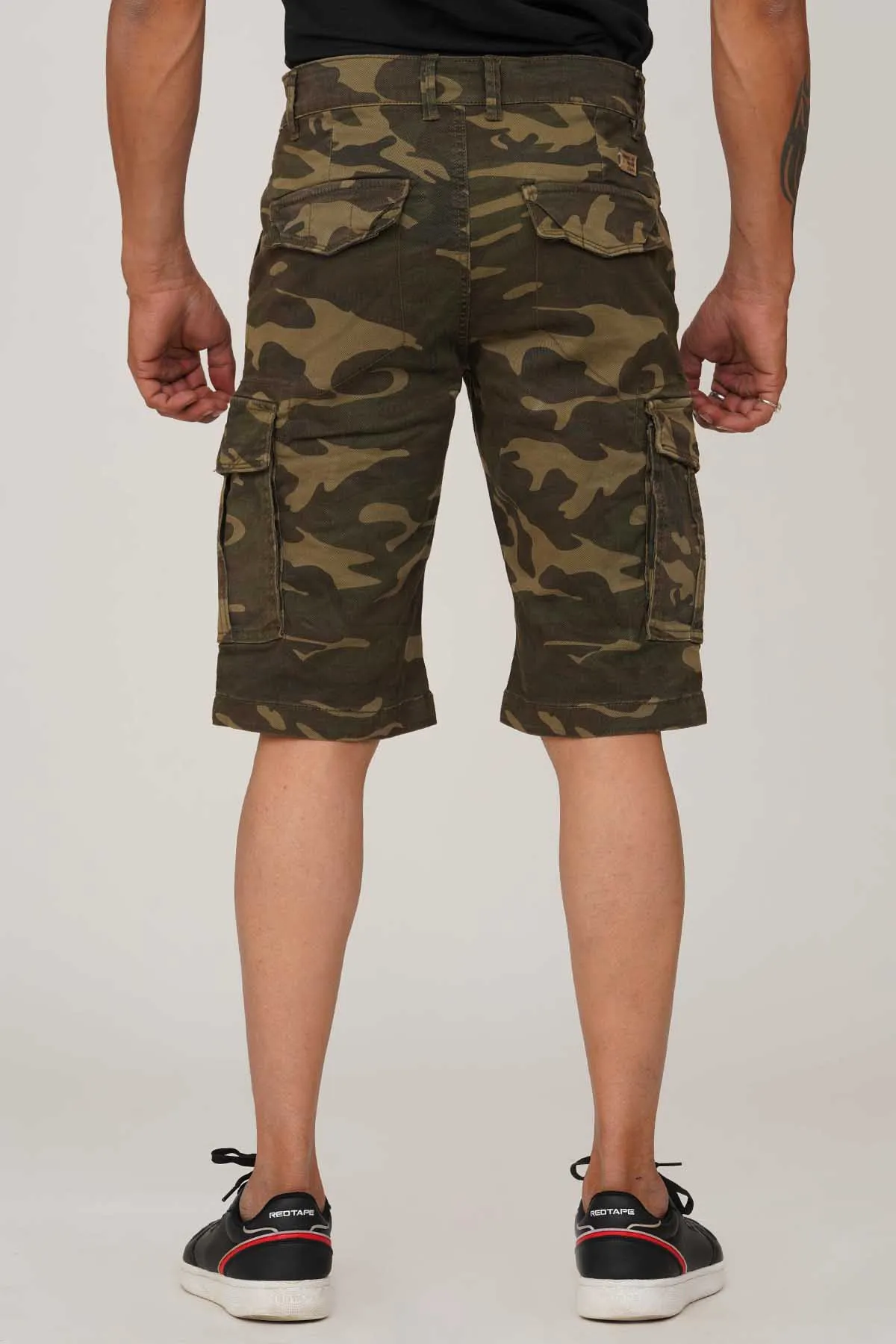Olive Camo Print Cargo Short