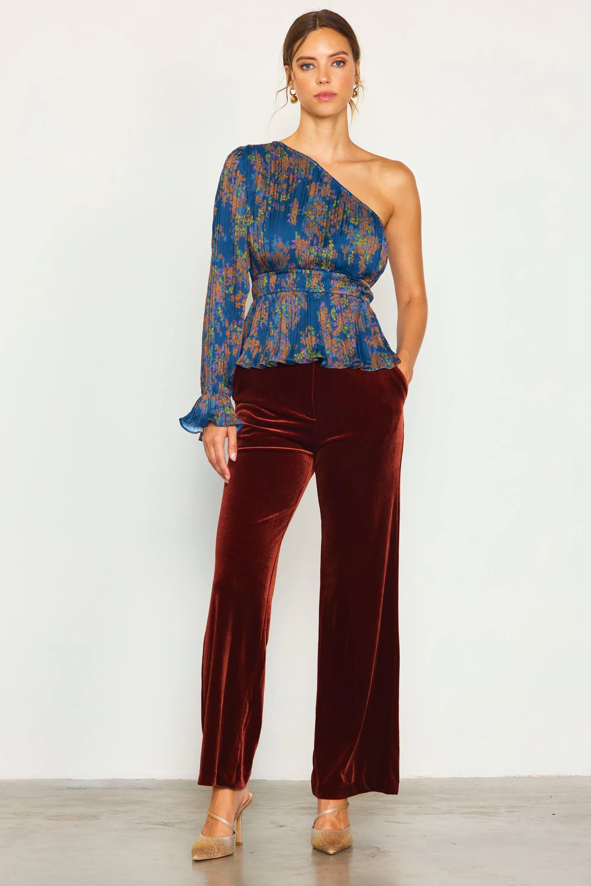 One Shoulder Pleated Top