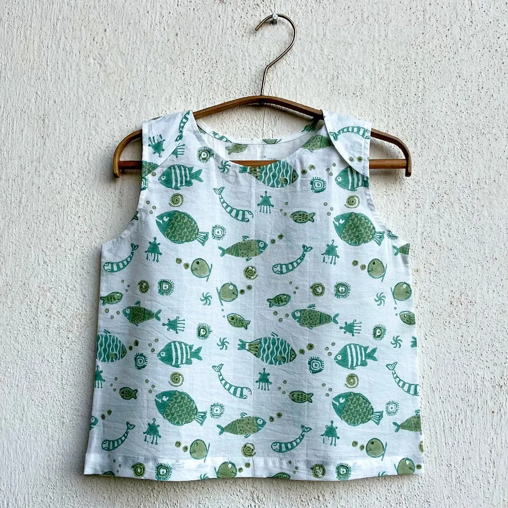Organic Pack Of 2 Koi Mint Jhabla And Patang Print Jhabla