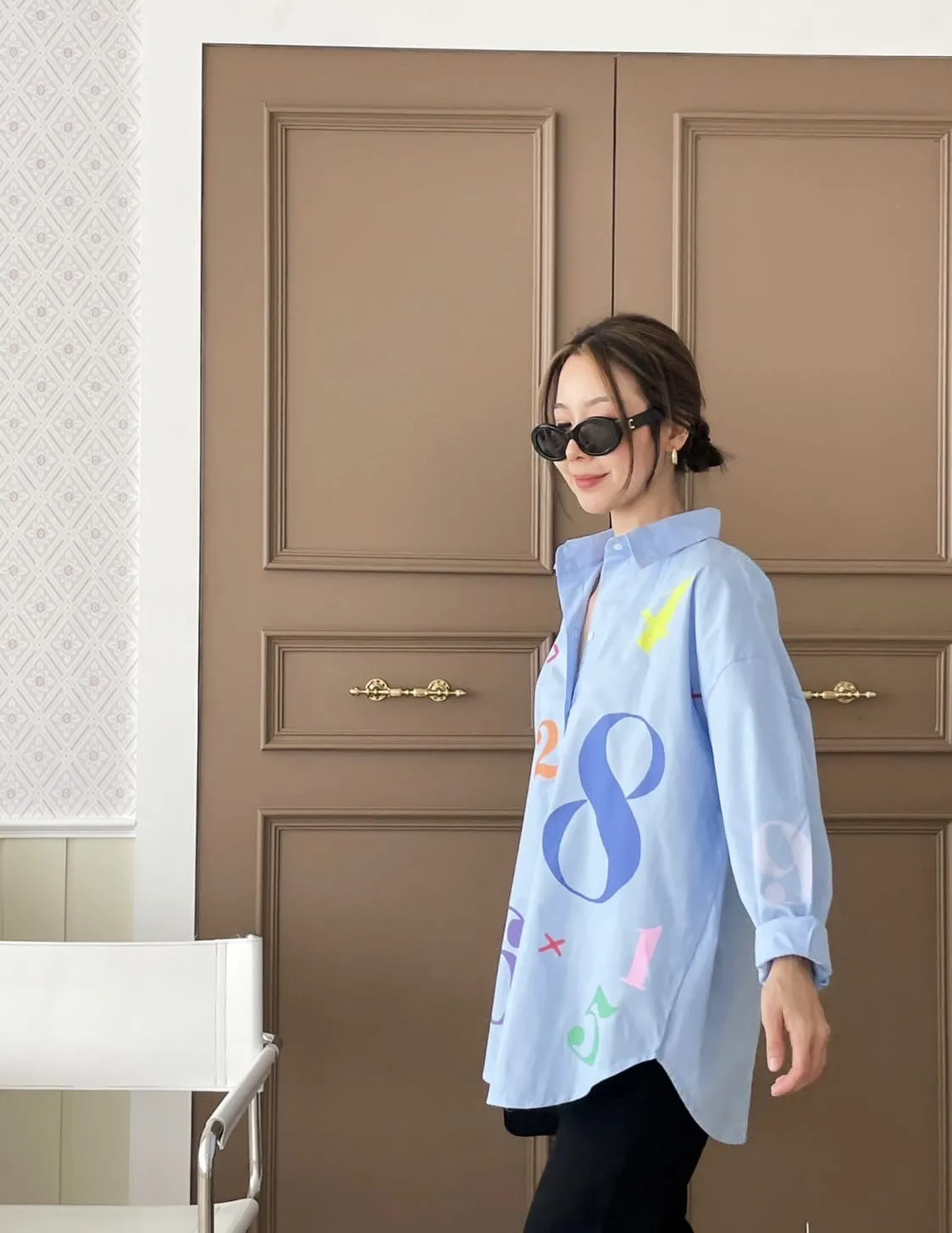 Oversize Style Shirt lucky number BLUE